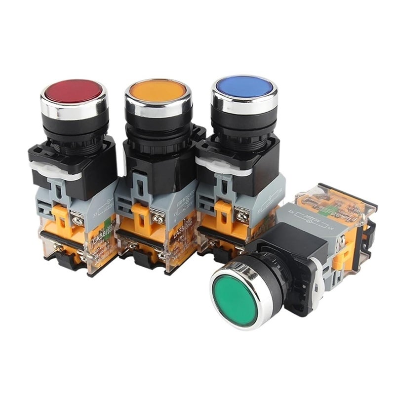 LA38 11D مفتاح ضغط بمؤشرات LED NO NC لحظي قفل 12V 24V تيار مستمر 220V 380V تيار متردد - Image 5