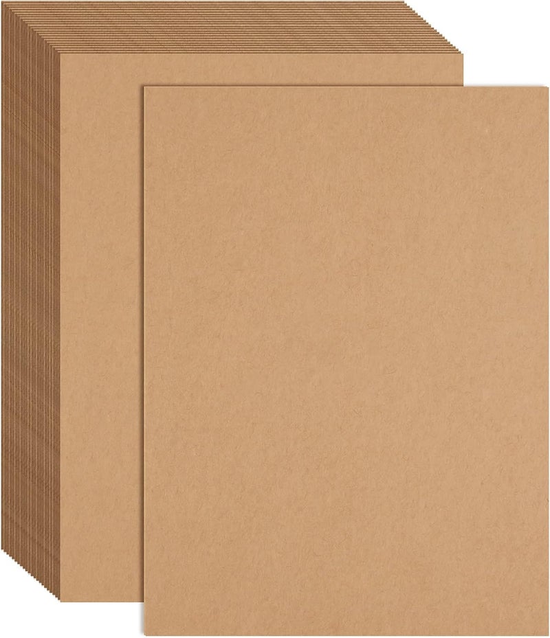 FEPITO 60 Sheets Kraft Paper 8.5 x 11 Inches Brown Paper Letter Size Craft Paper Sheets for Printing Labels DIY Arts and Craft - Image 1