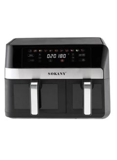 sokany Digital Air Fryer 2 Doors Without Oil, 2800 Watt, 7 + 4 Liters, Black- SK-10034  - Image 1