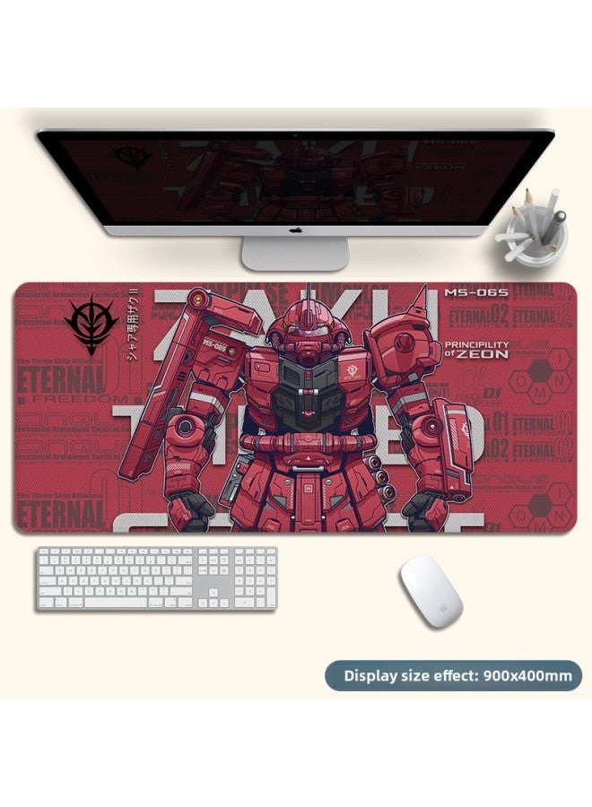 Mouse Pad Stain-resistant A Generation Of Oversized Rubber Table Pad Animation Game Precision Lock Edge Mouse Pad Electric Race Span-Color:800*300*3mm-Pattern:K35-Gundam Red  - Image 1