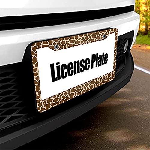 Beabes Brown Giraffe Print License Plate Frame Auto Tag Frames Cute Animal License Plates Holder 2 Holes African Art Abstract Decorative Car Truck Motorcycle License Plates Cover Tag for Men Women - Image 5