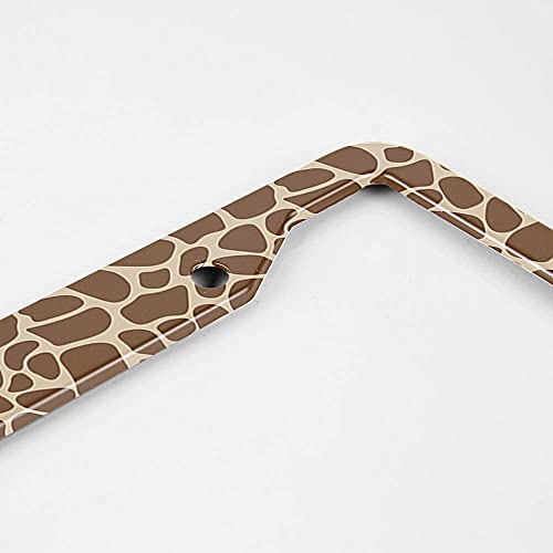 Beabes Brown Giraffe Print License Plate Frame Auto Tag Frames Cute Animal License Plates Holder 2 Holes African Art Abstract Decorative Car Truck Motorcycle License Plates Cover Tag for Men Women - Image 3