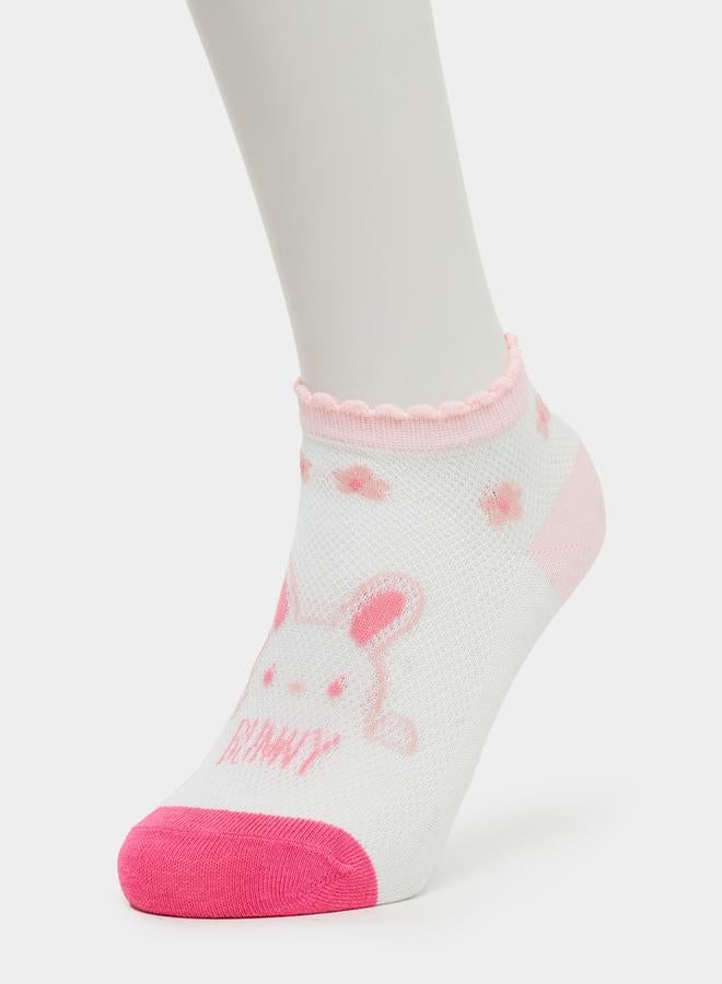 Styli Pack of 5 - Girls Bunny Graphic Socks - Image 2