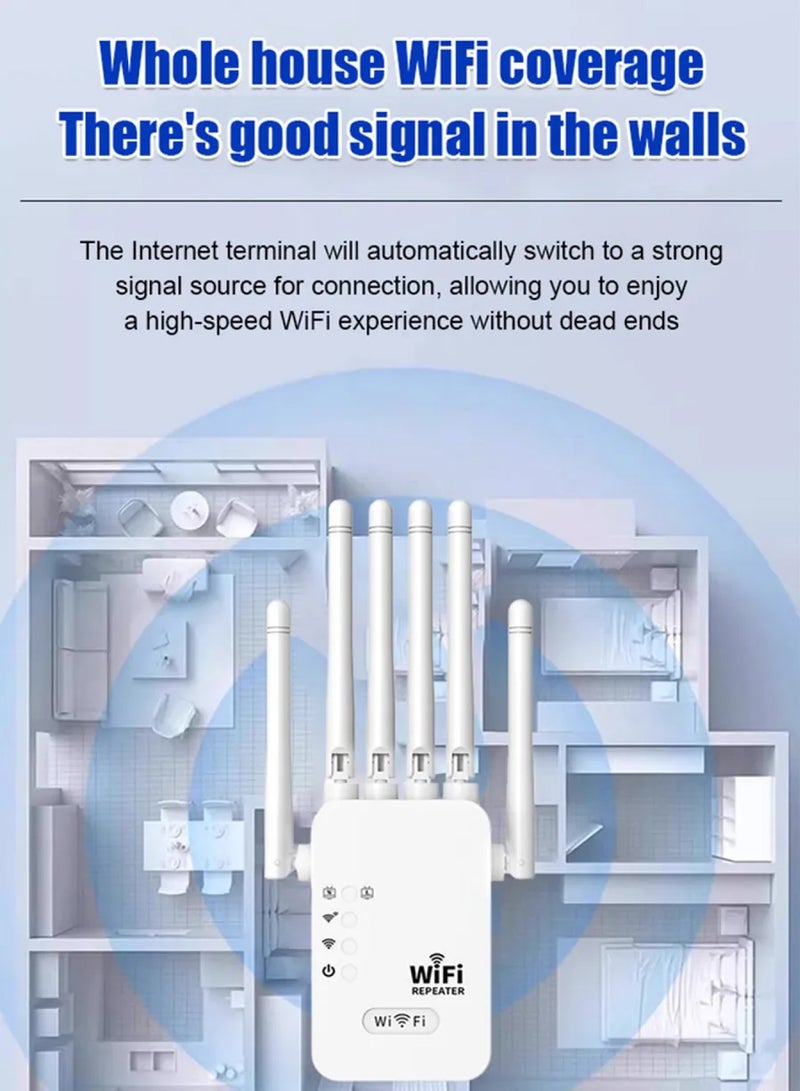 HEROCKX Wifi Extender WiFi Signal Repeater 1200Mbps 5G/2.4G Dual Band WiFi Extender AC1200 WiFi Range Extender, Broadband/Wi-Fi Extender, One-touch Setting, Plug And Play - Image 4