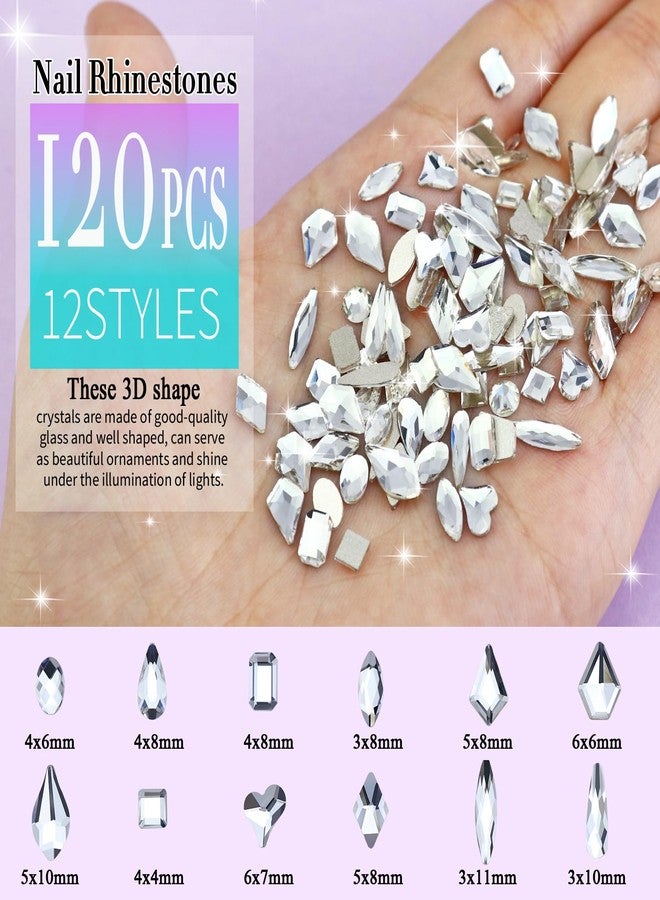 Dowarm 3200PCS Nail Art Rhinestones, Crystal Clear Flatback Rhinestones for Nails, Crafts, 12 Styles 3D Glass Crystal Nail Gems, White Diamond Stones - Image 2