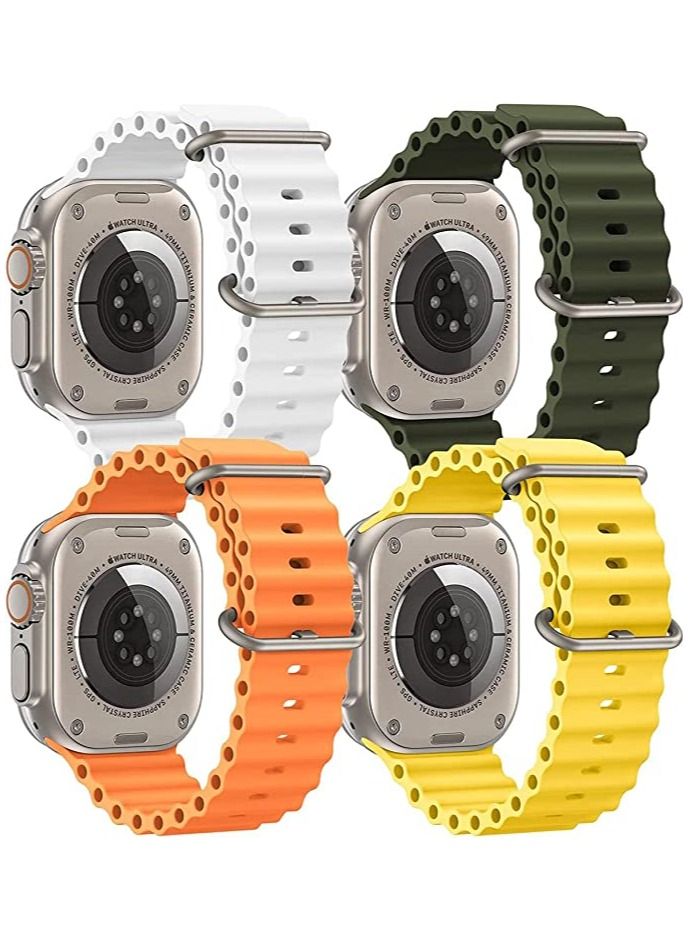4 Pack Sport New Silicone Band Compatible with Apple Watch Ultra Ocean 42/44/45/49mm Strap for iWatch Series Ultra 8 7 6 5 SE - Image 1