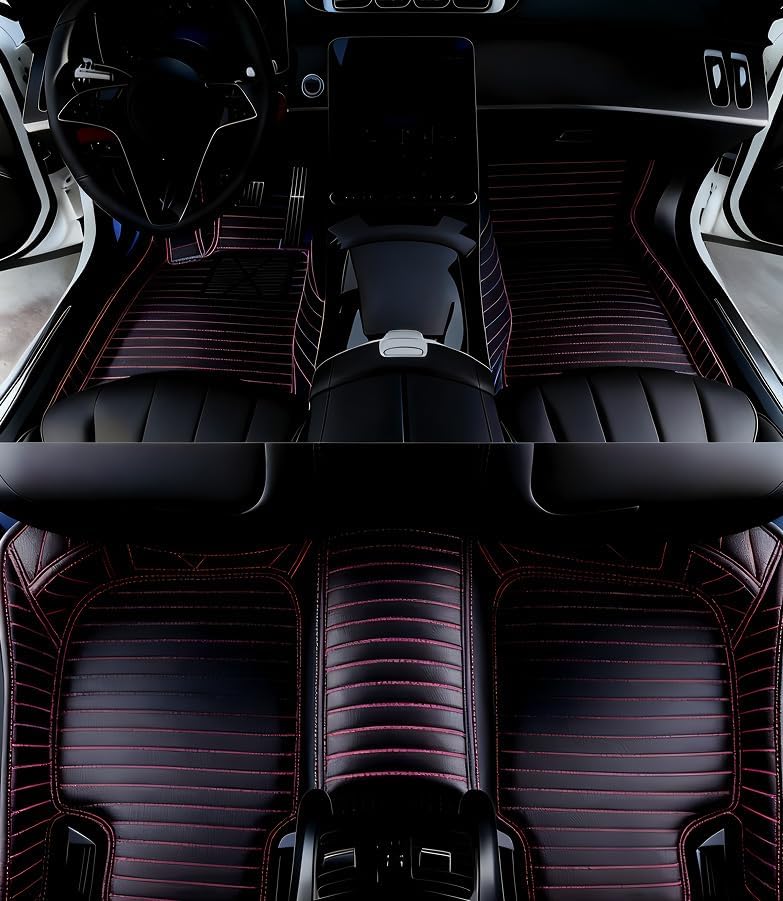 OVINIX Artificial Leather Car Floor Mats Fit for Nissan Murano 2009-2014- Tailored, All-Weather,Easy to Clean， Premium Interior Protection (Black red bar) - Image 1
