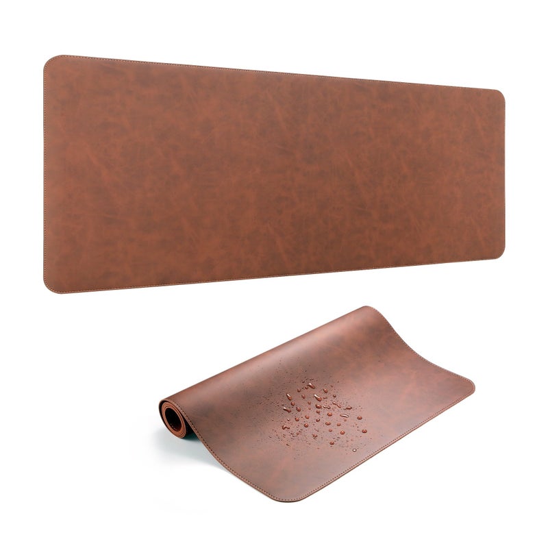 Acolarid Leather Desk Pad Protector, Office Desk Mat, Large Laptop Mouse Pad, PU Non-Slip Desk Blotter, Waterproof Writing Pad, Computer Keyboard Mat for Desktop 39.4 x 17 inch (Brown) - Image 1
