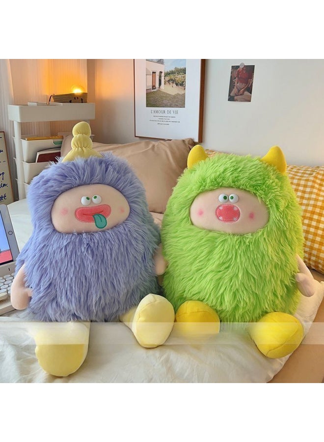 Cute Funny Long Hair Little Monster Plush Toy Doll Ugly Cute Doll Super Soft Cloth Doll For Female Birthday Gift-Color:Long-haired Little Monster -Height:55cm + (gift Box With Lanterns) - Image 1