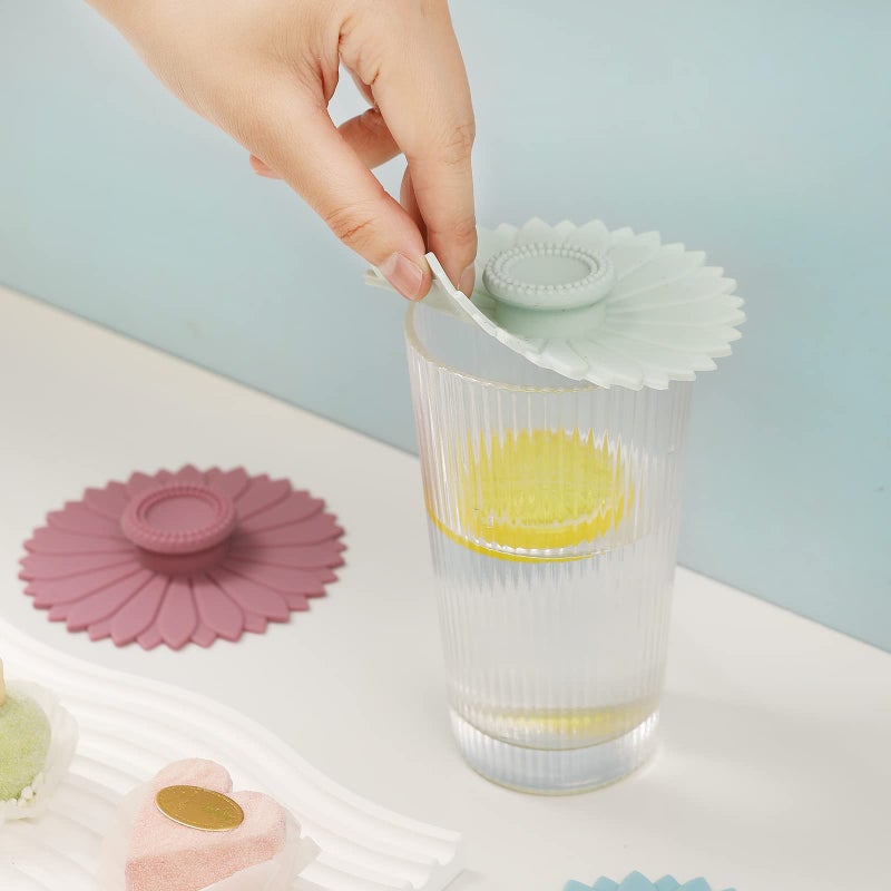 Keweilian Sunflower Silicone Cup Covers (Set of 3) ï¼Œ Multicolored Silicone Lids for Mugs, Cups, Tea Pots,Flexible Mug Coversï¼ŒHot Cup Lids for Coffee & Tea - Image 4