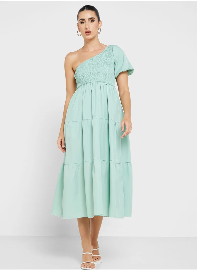 ELLA Ruched One Shoulder Dress