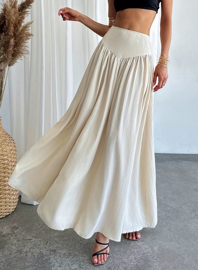Take Two White Mid Rise A-Line Maxi Skirt - Image 1