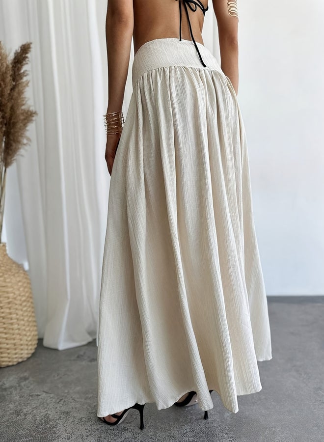 Take Two White Mid Rise A-Line Maxi Skirt - Image 3