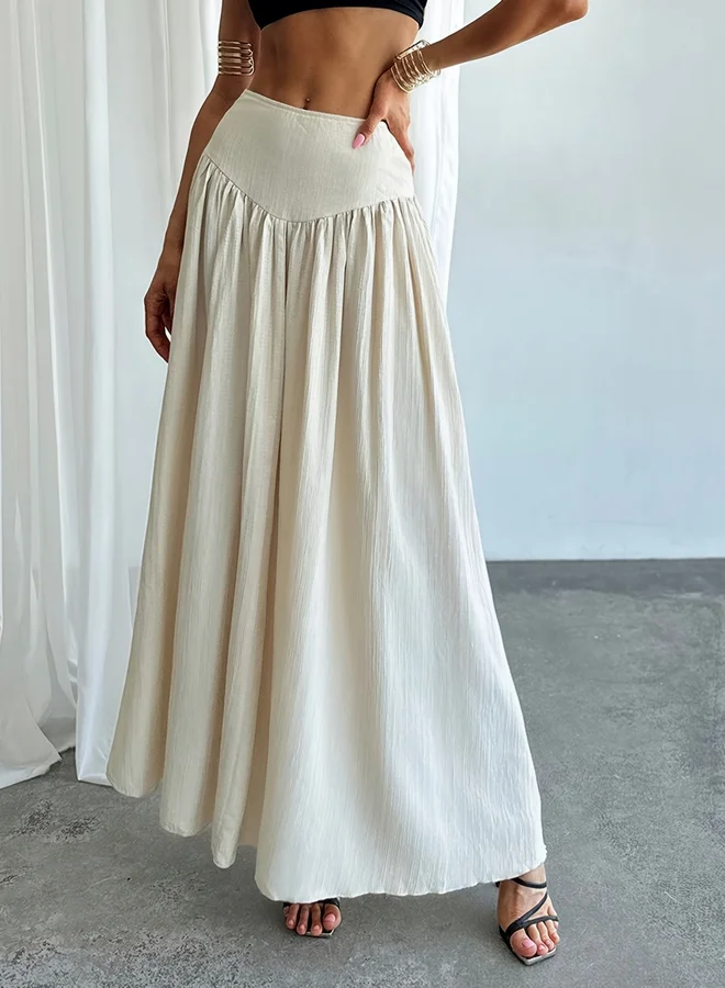 Take Two White Mid Rise A-Line Maxi Skirt
