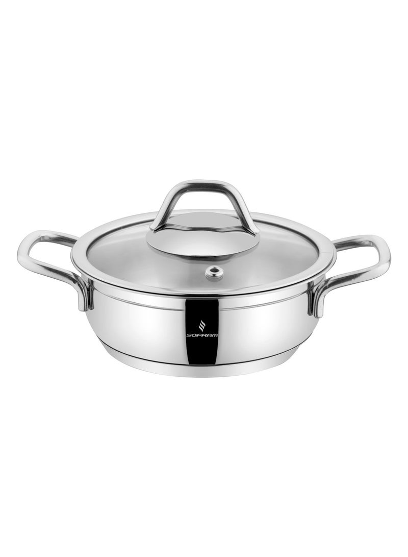 Sofram Turkish Stainless Low Stock Pot With Glass Lid 14 cm - Image 2