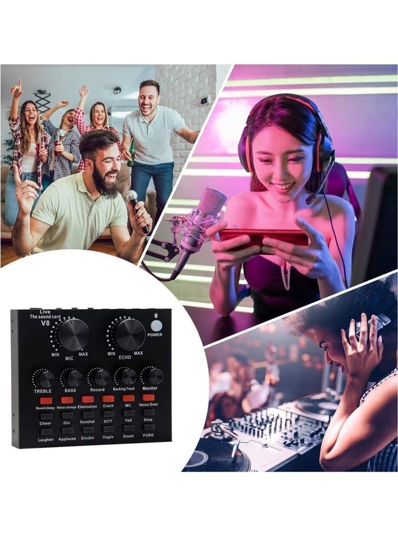 ELTRAZONE Microphone,Live Sound Card & BM800 Suspension Microphone Kit Broadcasting Recording Condenser Microphone Set Intelligent Volume Audio Mixer Sound Card for Computer PC Live Sound - Image 3