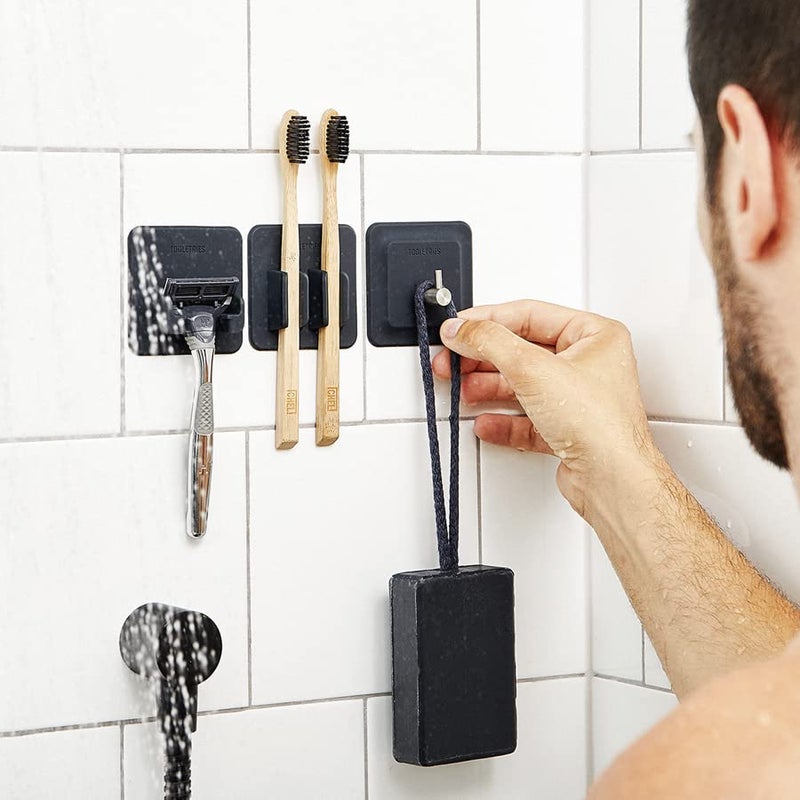 TOOLETRIES Arnold Silicone Shower Hook - Toiletries Organizer, Silicone Hooks, Removable & Reusable Shower Accessories - Charcoal - Image 4