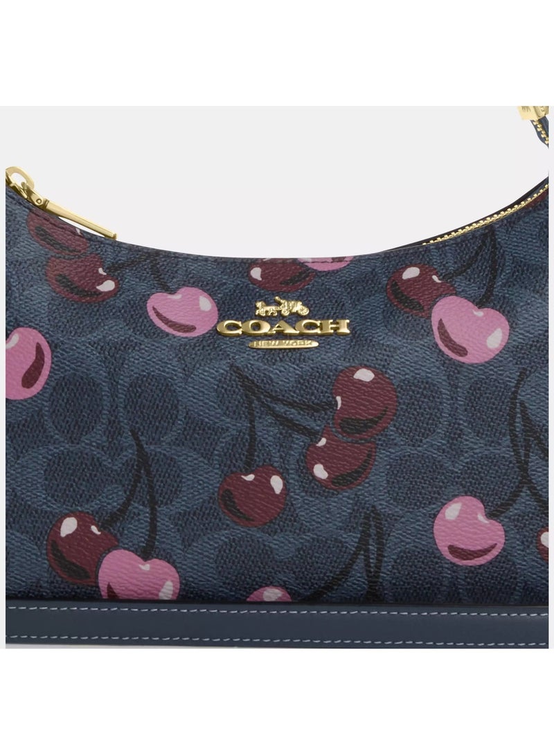 كوتش اوت ليت حقيبة كتف كوتش تيري من قماش مميز بطبعة الكرز، حقيبة يد نسائية، حقيبة هوبو نسائية، حقيبة توت نسائية، حقيبة سفر نسائية. - Image 5