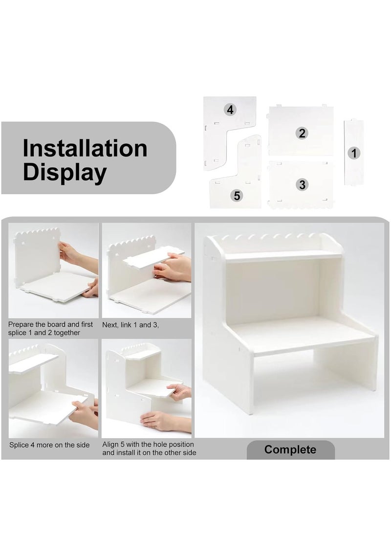 Wooden Desktop Organizer with Bookshelf Countertop Display Shelf and Office Supplies Storage Rack White 47cm x 30.5cm x 21.5cm