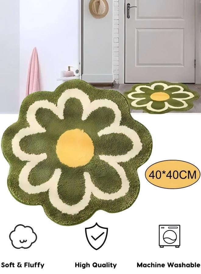 Bathroom Rug ,Non-Slip Bath Mat,Imitation Cashmere Material Bathroom Rug Mat,Flower Shaped Bath Rugs Machine Wash Dry Bath Carpet,Quick Dry Bathroom Floor Mats Suitable For Bedroom, Toilet, Bathroom Under The Door - Image 1