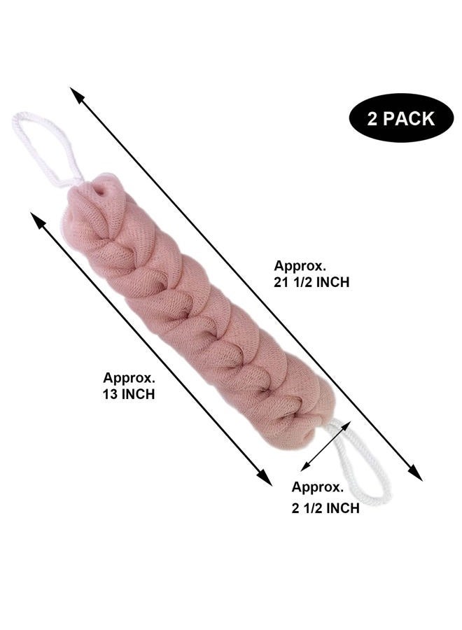 PPHAO BASIC PPHAO - Back Scrubber for Shower - Long Loofah Sponge for Women - Bath Sponge - Loofah Back Scrubber for Shower Exfoliating for Men - 21.5 INCH - Green and Pink Loofah - 2 Pack - Image 2