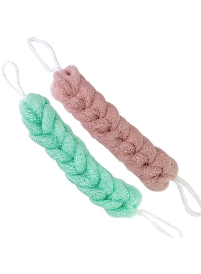 PPHAO BASIC PPHAO - Back Scrubber for Shower - Long Loofah Sponge for Women - Bath Sponge - Loofah Back Scrubber for Shower Exfoliating for Men - 21.5 INCH - Green and Pink Loofah - 2 Pack - Image 1