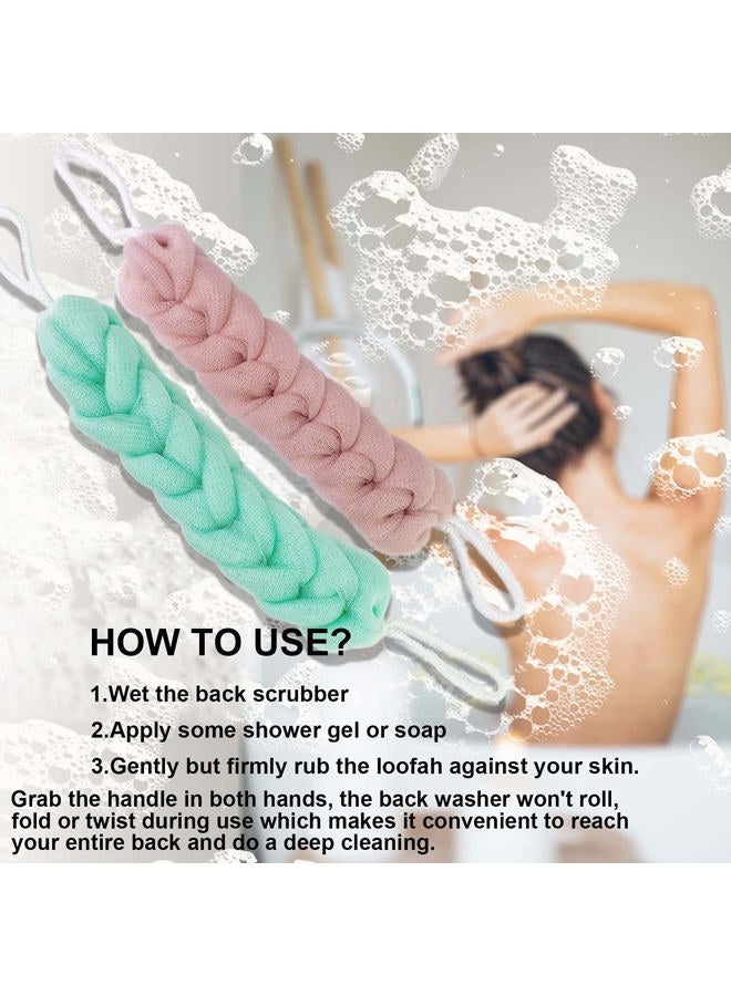PPHAO BASIC PPHAO - Back Scrubber for Shower - Long Loofah Sponge for Women - Bath Sponge - Loofah Back Scrubber for Shower Exfoliating for Men - 21.5 INCH - Green and Pink Loofah - 2 Pack - Image 3