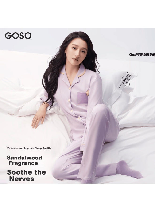 Goso Guan Xiaotong Couple Style Women's Long Sleeve Long Pants Thin Cardigan Solid Color Cotton Casual Homewear Set - Image 1