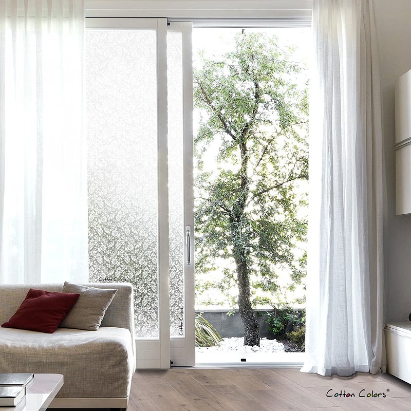 STICKSTUFF STICKSTUFF Premium Window Films Privacy Film Self Adhesive Decorative Film for Bathroom Door Window Heat Control Anti UV White Flowers 12x96 Inch  - Image 4