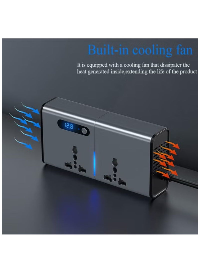 200W Car Power Inverter, DC 12/24V to 220V AC Car Inverter,3 USB 1 Type-C Ports Charger Adapter Car Plug Converter with Switch and Current LED Screen,Suitable for Car, Truck - Image 2