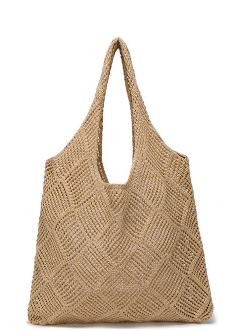 Crochet Tote Bag For Women, Crochet Mesh Beach Tote Bag Summer Vacation Aesthetic Boho Knit Bag for Women, Beach Top-handle Tote Bag