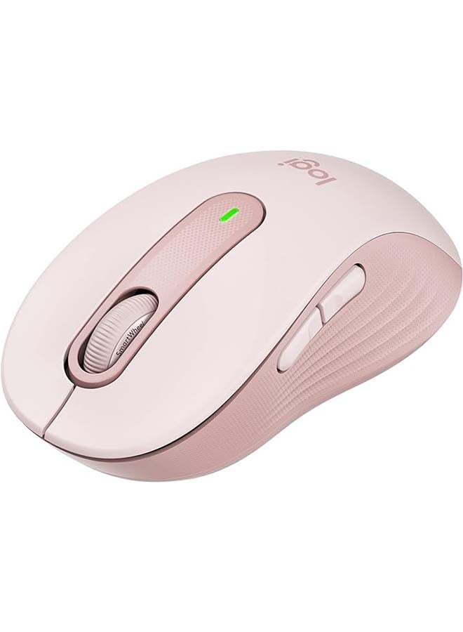 لوجيتيك ماوس لاسلكي M650 من Signature - للأيدي الصغيرة إلى المتوسطة الحجم، بطارية لمدة عامين، نقرات صامتة، أزرار جانبية قابلة للتخصيص، بلوتوث، للكمبيوتر الشخصي/Mac/الأجهزة المتعددة/Chromebook - وردي وردي - Image 1
