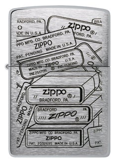 Zippo 48713 200 Bottom Stamps Design Brushed Chrome Windproof Lighter  - Image 2