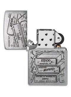 Zippo 48713 200 Bottom Stamps Design Brushed Chrome Windproof Lighter  - Image 4
