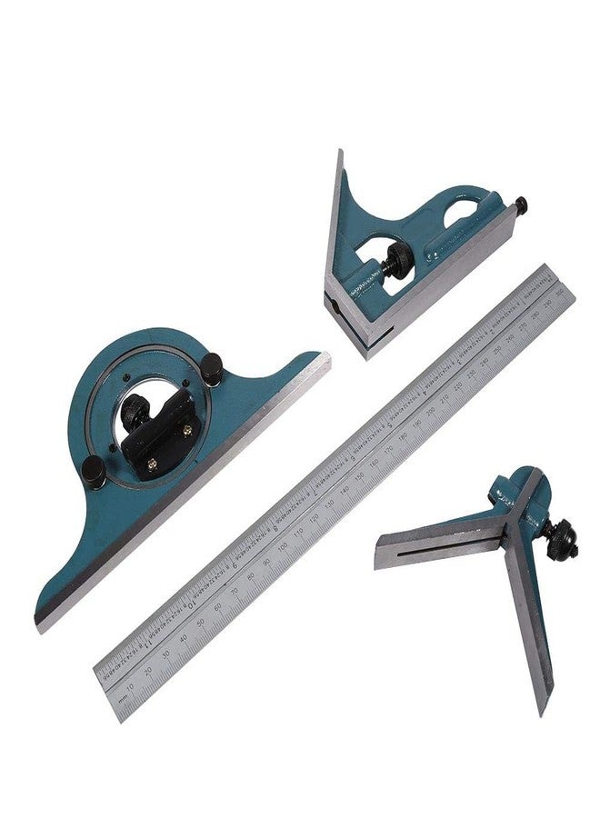 Pomya Combination Set,Stainless Steel Universal Bevel 180 Degree Angle Combination Protractor Ruler Set for Measuring Inner and Outer Angles of The Parts - Image 1