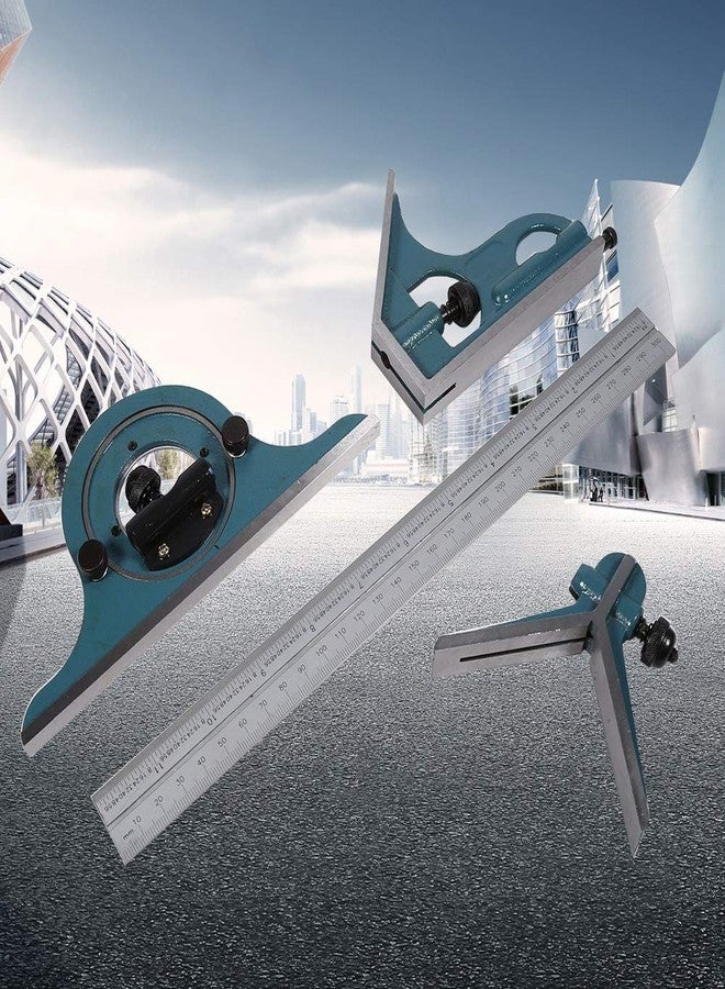 Pomya Combination Set,Stainless Steel Universal Bevel 180 Degree Angle Combination Protractor Ruler Set for Measuring Inner and Outer Angles of The Parts - Image 2