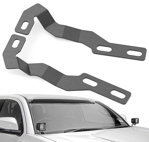 YZONA Ditch Light Brackets Hood Hinge Mount Brackets Kit for Auxiliary Offroad LED Pods Work Light Compatible with Toyota Tacoma 2016 2017 2018 2019 2020 2021 2022 2023 Black 2PCS - Image 1