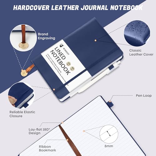 Winkooy Lined Journal Notebook, 366 Pages, 100Gsm Leather Hardcover Journals for Writing Thick A5 College Ruled Classic Notebook with Pen Loop, Daily Journal for Women Men Travel Business Work Office - Image 4