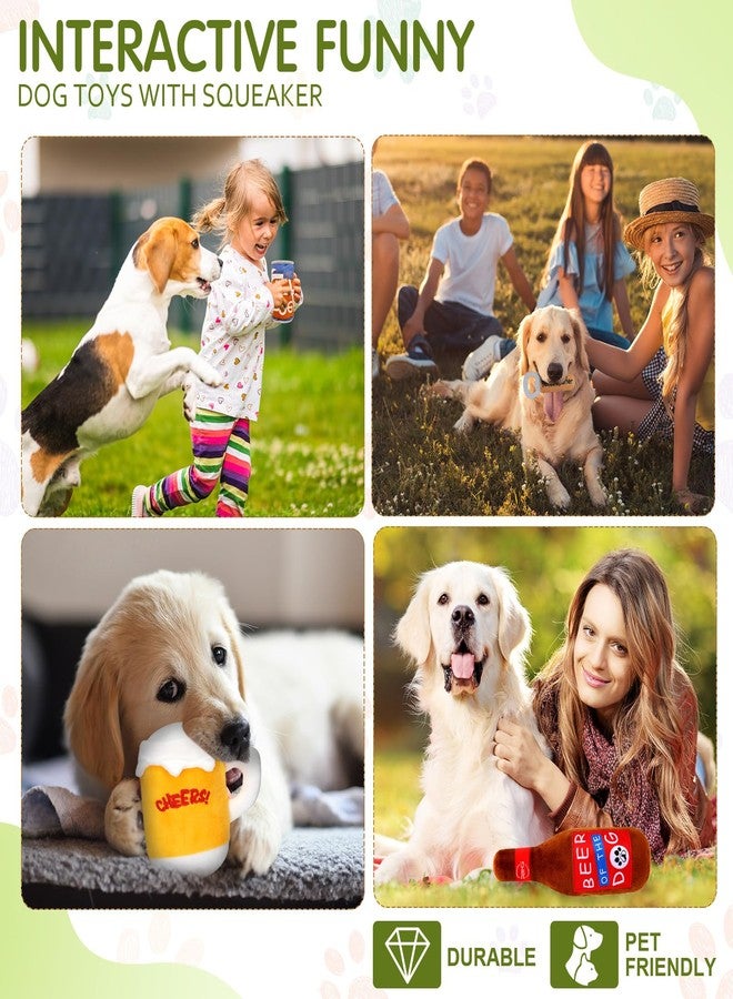 Glimin 9 Pcs Beer Dog Squeaky Plush Toys Set Water Bottle Squeaky Toys Bulk Dog Interactive Funny Puppy Teething Chewing with Squeaker for Small and Medium Pet Training Teeth Doggie Birthday Gifts - Image 5