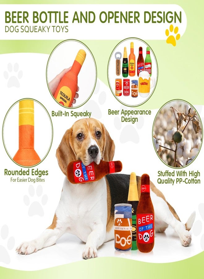 Glimin 9 Pcs Beer Dog Squeaky Plush Toys Set Water Bottle Squeaky Toys Bulk Dog Interactive Funny Puppy Teething Chewing with Squeaker for Small and Medium Pet Training Teeth Doggie Birthday Gifts - Image 3