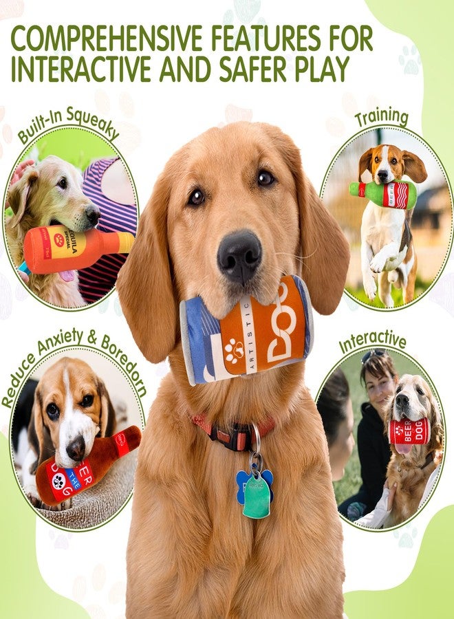 Glimin 9 Pcs Beer Dog Squeaky Plush Toys Set Water Bottle Squeaky Toys Bulk Dog Interactive Funny Puppy Teething Chewing with Squeaker for Small and Medium Pet Training Teeth Doggie Birthday Gifts - Image 4