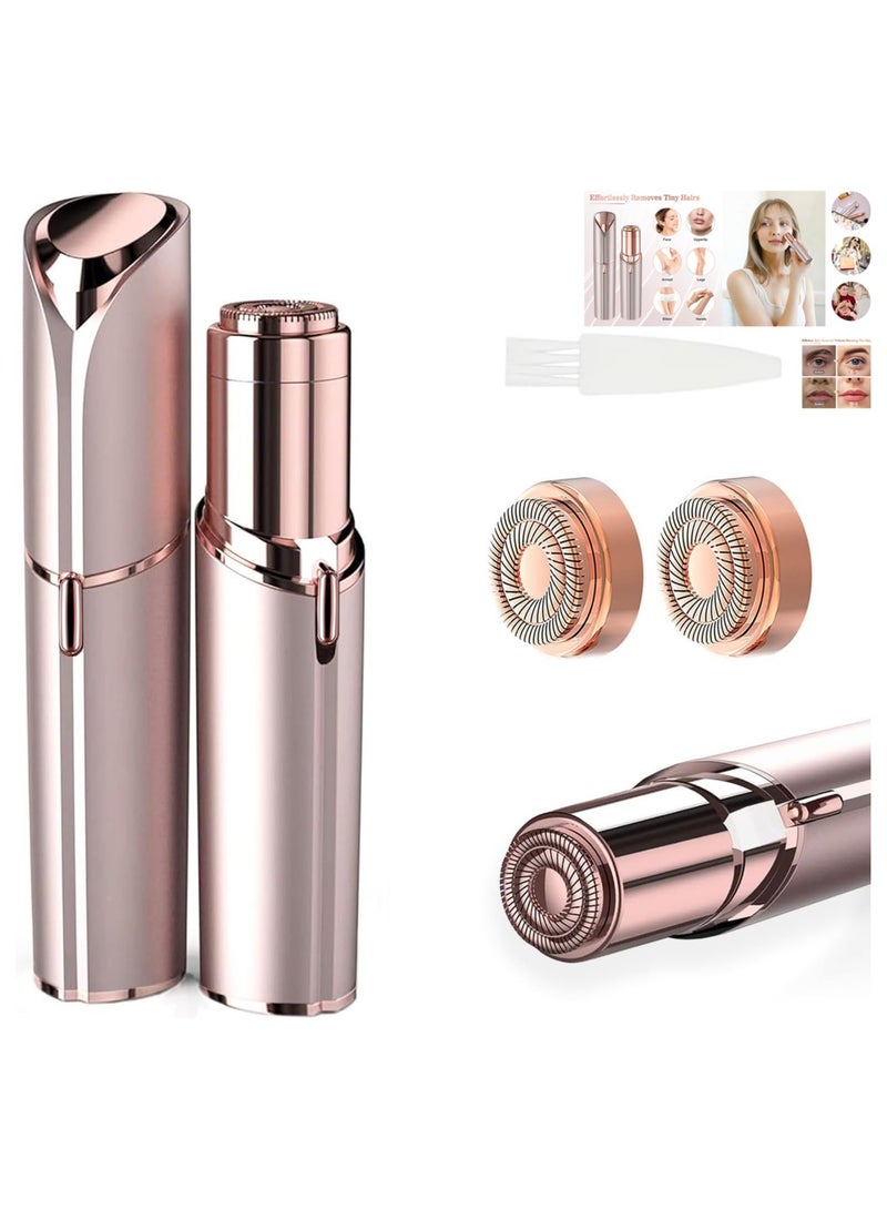 عام جهاز إزالة شعر الوجه للنساء، مع رأسين بديلين، ماكينة حلاقة نسائية محمولة، قابلة لإعادة الشحن، لإزالة الشعر بدون ألم من الوجه، الشفة العليا، الذقن، والزغب الناعم. - Image 1