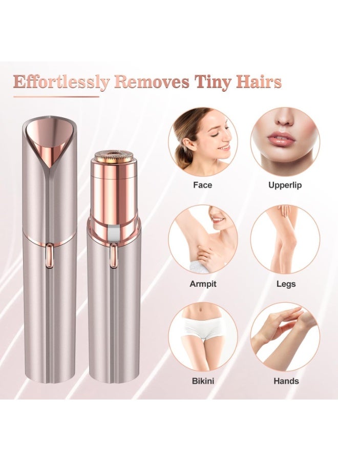 عام جهاز إزالة شعر الوجه للنساء، مع رأسين بديلين، ماكينة حلاقة نسائية محمولة، قابلة لإعادة الشحن، لإزالة الشعر بدون ألم من الوجه، الشفة العليا، الذقن، والزغب الناعم. - Image 4