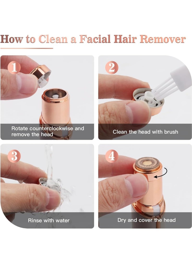 عام جهاز إزالة شعر الوجه للنساء، مع رأسين بديلين، ماكينة حلاقة نسائية محمولة، قابلة لإعادة الشحن، لإزالة الشعر بدون ألم من الوجه، الشفة العليا، الذقن، والزغب الناعم. - Image 5
