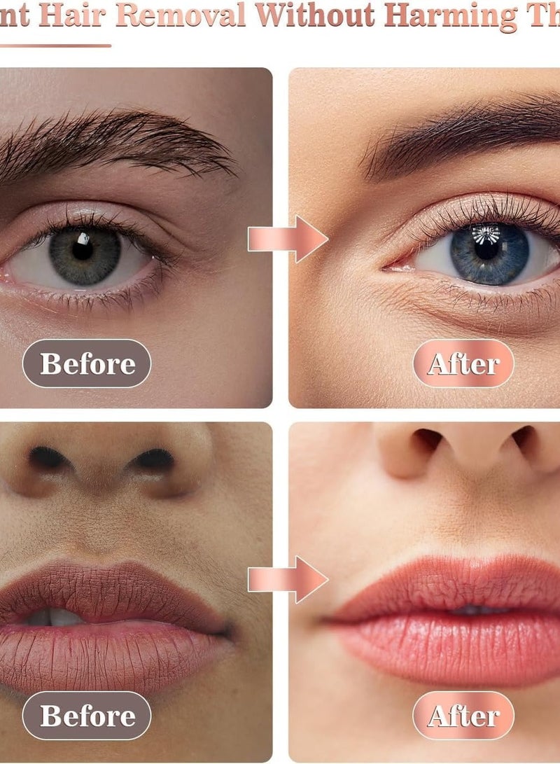 عام جهاز إزالة شعر الوجه للنساء، مع رأسين بديلين، ماكينة حلاقة نسائية محمولة، قابلة لإعادة الشحن، لإزالة الشعر بدون ألم من الوجه، الشفة العليا، الذقن، والزغب الناعم. - Image 3