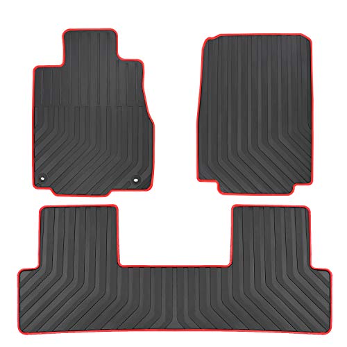San Auto Car Floor Mat for Honda CR-V CRV 4th Generation 2012 2013 2014 2015 2016 Custom Fit Black and Red Rubber Auto Floor Liners Mat All Weather Protection Heavy Duty Odorless - Image 1