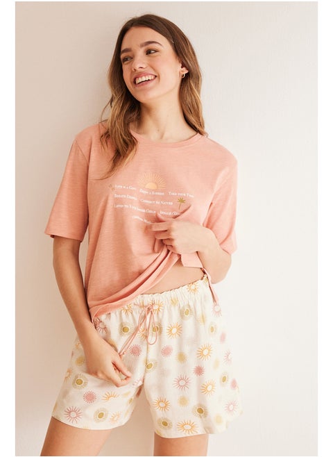 Short pajamas with sun print