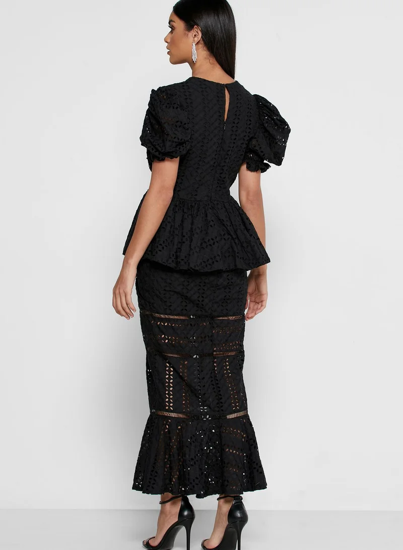 Threadz by Ajooni Peplum Schiffli Dress