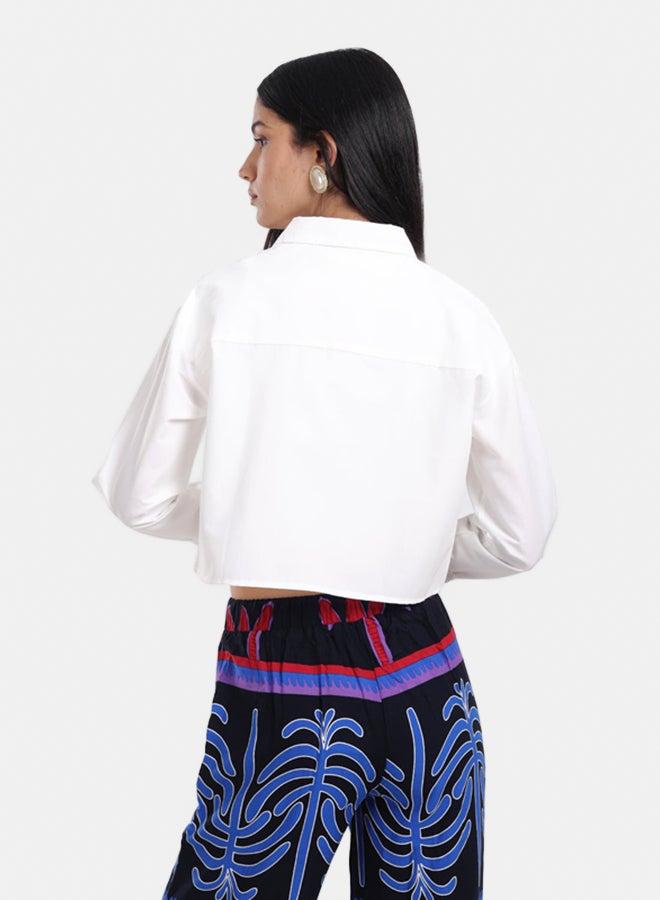 Carina Dropped Shoulder Cropped Shirt - Image 3