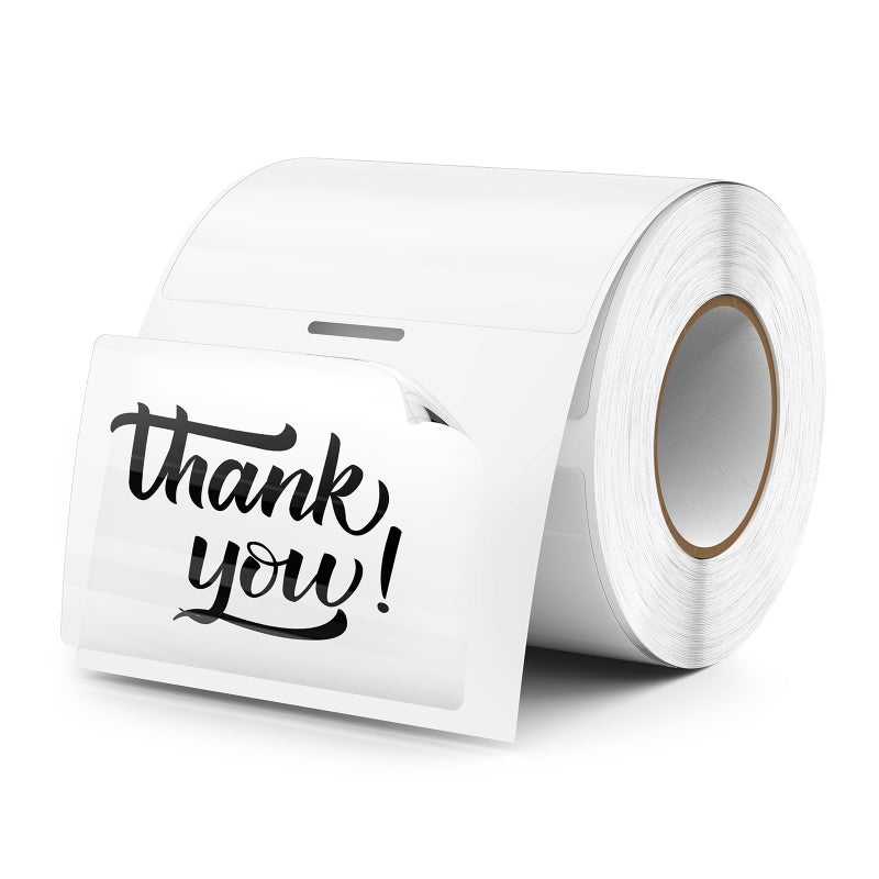 FINDAT Transparent Thermal Labels 3 2 Inch Self Adhesive Printer Clear Stickers Vinyl Waterproof Roll Decals Rectangle Name Tag for Address Design DIY Logo Business 300 PCS - Image 2